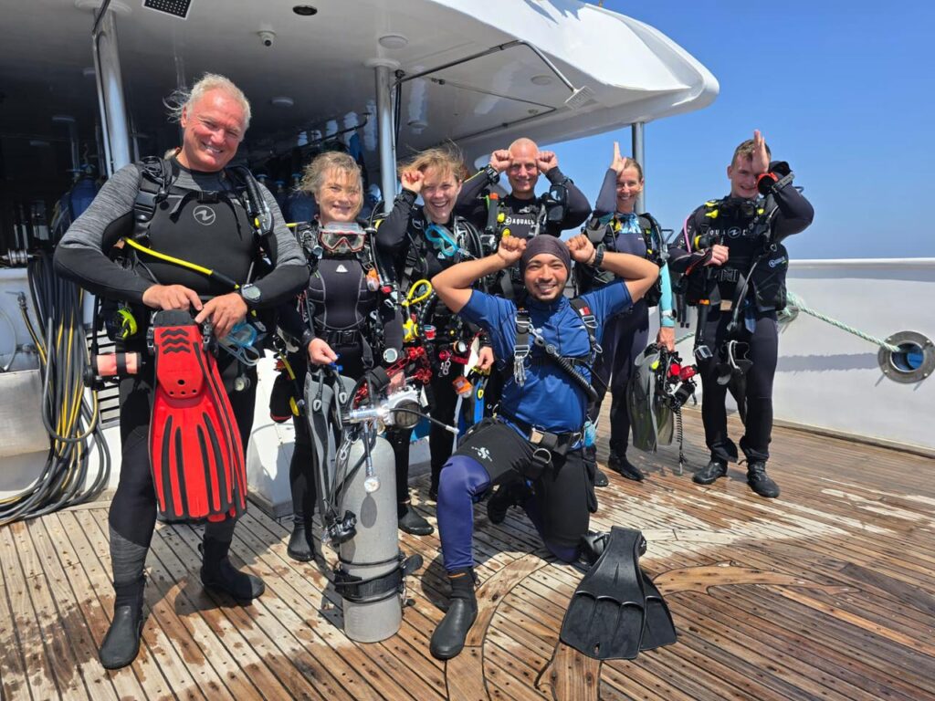 Dive briefing on deck aboard MY JPMarine — direct operator knowledge